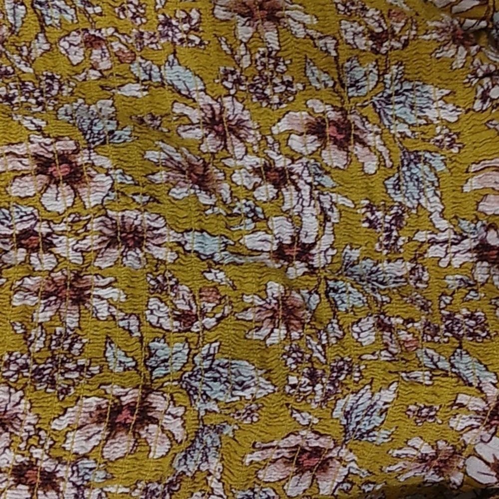 American Eagle Smocked Crop Tank Top Size XL Floral Print Stretch Hippie Boho - Picture 2 of 5